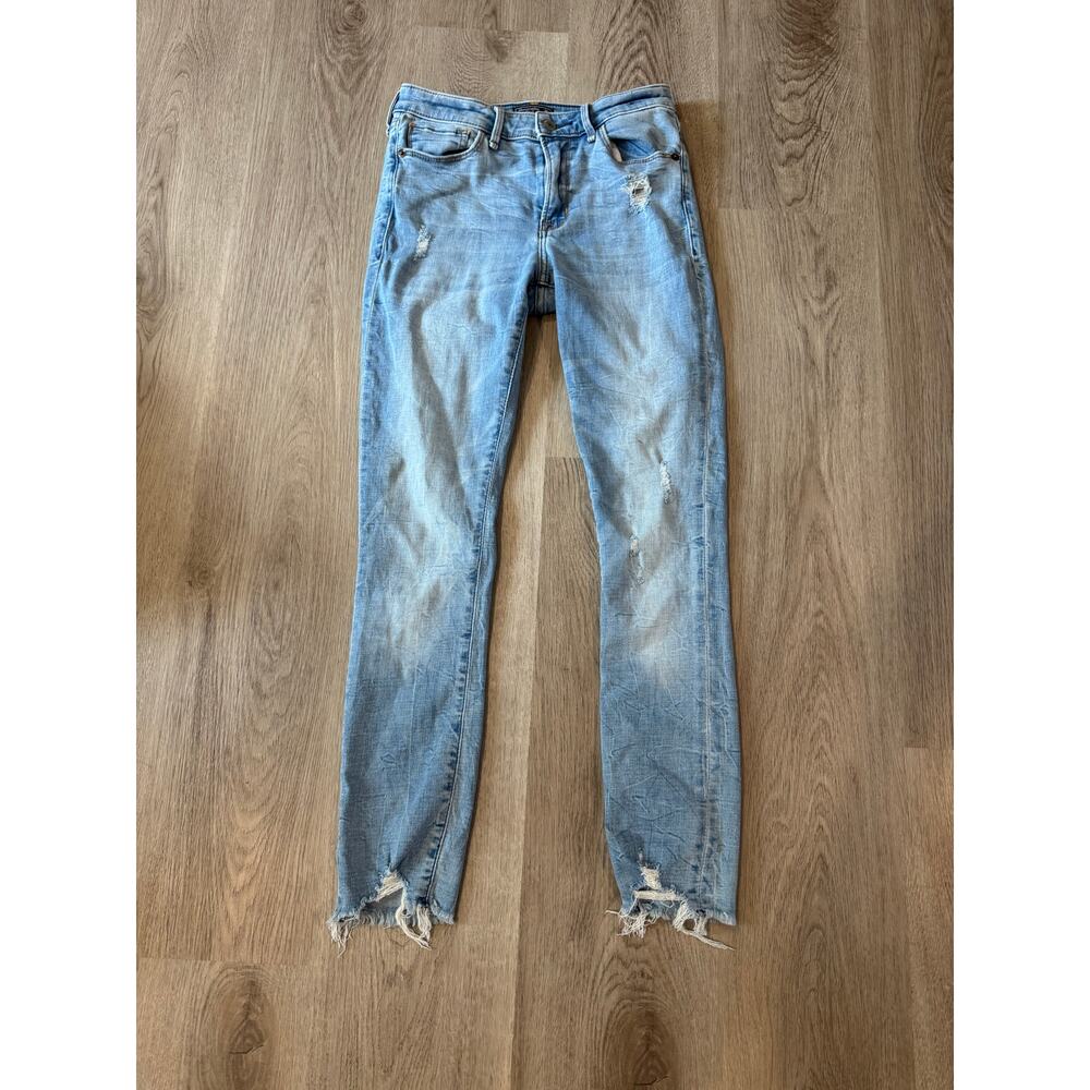 Abercrombie & Fitch Mid Rise Super Skinny Ankle Jeans Distress Raw Hem Size 26/2